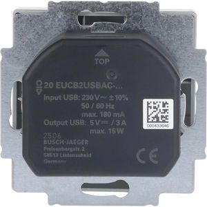 Produktbild für Steckdose Busch-Jaeger Plattform 63, 20EUCB2USBAC-83 Unterputz