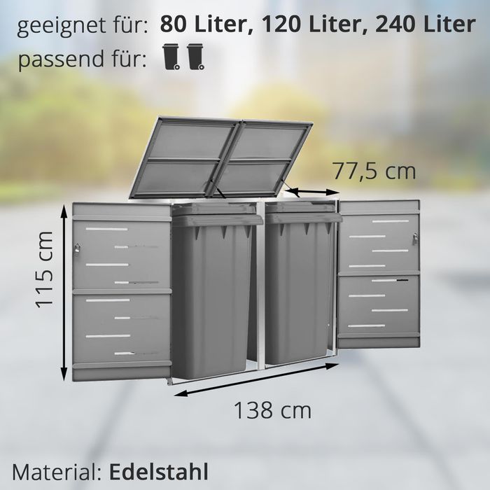 VidaXL Mülltonnenbox 149555, Bis 240 Liter, Für 2 Mülltonnen ...