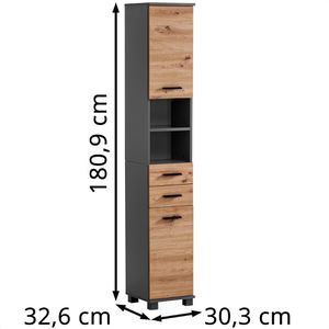 Produktbild für Badschrank Schildmeyer Palermo 157660, 4 Füße, eiche/anthrazit