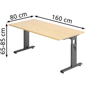 Produktbild für Schreibtisch Hammerbacher O-Serie, ahorn / graphit
