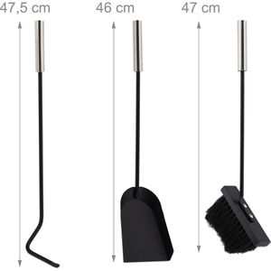 Produktbild für Kaminbesteck Relaxdays 10033829, aus Metall, schwarz, 4-teilig