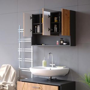 Produktbild für Spiegelschrank Vicco Irma, eiche / anthrazit