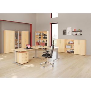 Produktbild für Schreibtisch Hammerbacher B-Serie, ahorn / silber