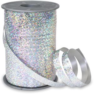Produktbild für Geschenkband Präsent Holly Holographic, silber