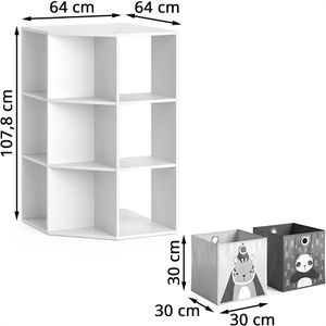 Produktbild für Bücherregal Vicco Luigi, weiß, mit 4 Faltboxen