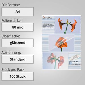 Produktbild für Laminierfolien Olympia 9166, DIN A4