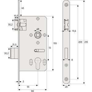 Produktbild für Einsteckschloss Abus ESK PZ2 universal S