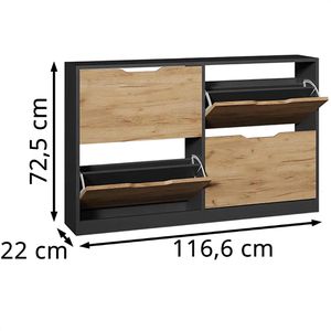 Produktbild für Schuhschrank Vicco Luca, anthrazit / eiche