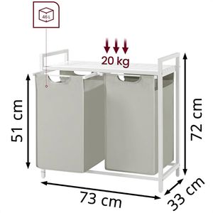 Produktbild für Wäschekorb Vasagle BLH201W01, weiß, 2 Fächer