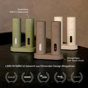 Produktbild für Gewürzmühle LARS-NYSØM Spaending Sage Green mit Licht, 19,1 cm