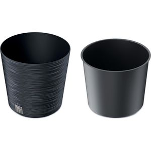 Produktbild für Übertopf Prosperplast Furu Round, anthrazit, Ø 25 x 25 cm