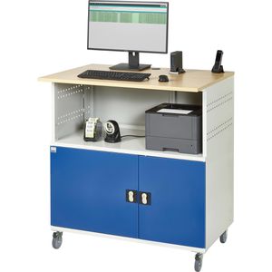 Produktbild für Computerschrank Rau Modell 1022, lichtgrau / blau