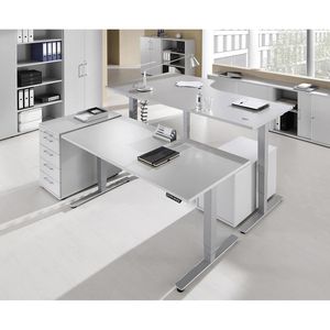 Produktbild für Schreibtisch Hammerbacher XDSM 16, lichtgrau / silber