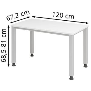 Produktbild für Schreibtisch Hammerbacher Q-Serie, weiß / silber