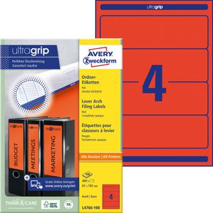 Produktbild für Rückenschilder Zweckform L4766-100, rot