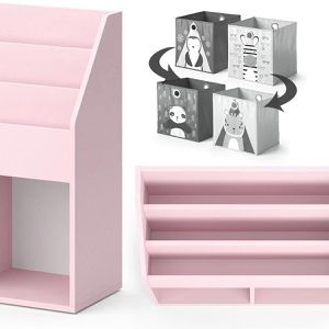 Produktbild für Bücherregal Vicco Luigi, rosa, mit 2 Faltboxen