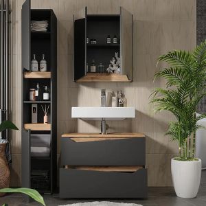 Produktbild für Badmöbel-Set Vicco Marelle, anthrazit, 3-teilig