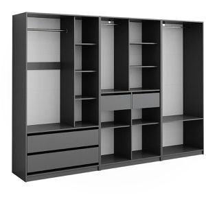 Kleiderschrank Vicco Elmo, 3er Set, anthrazit