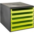 Schubladenbox Böttcher-AG A4, Kunststoff 5 Fächer, halboffen, lime-green / anthrazit