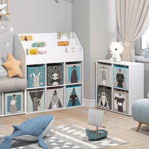 Produktbild für Bücherregal Vicco Luigi, weiß, mit 6 Faltboxen