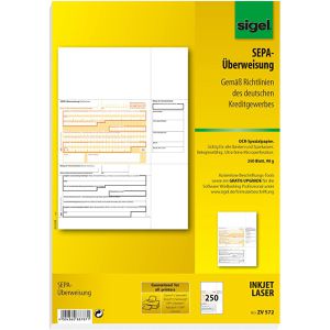 Produktbild für Bankformulare Sigel ZV572, SEPA-Überweisung