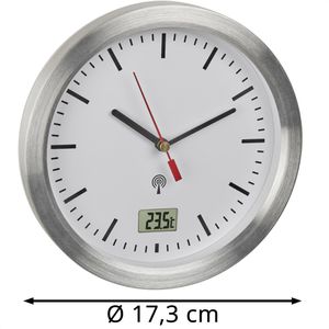 Produktbild für Wanduhr TFA 60.3539.02, Aluminium, analog, Funkuhr