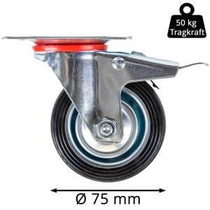 Produktbild für Schwerlastrolle HMF 6790, Lenkrolle mit Bremse