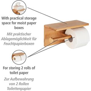 Produktbild für Toilettenpapierhalter Wenko Duo Bambusa, braun
