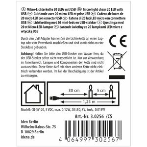 Produktbild für Lichterkette Idena 30256, Micro, USB-Betrieb, für Innen