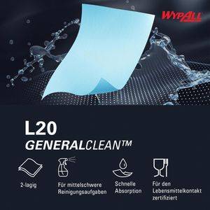 Produktbild für Putztuchrolle Wypall L20, 7300, Airflex-Technologie, blau
