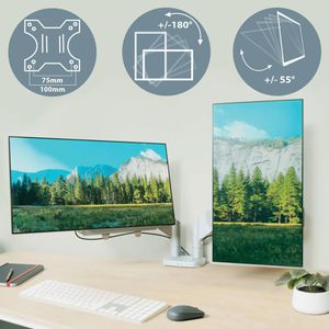 Produktbild für Monitorhalterung Leitz Ergo Dual, VESA 75x75 &amp; 100x100 mm