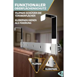 Produktbild für Türhaken 4smile für Außenseite, mit 5 Haken, silber