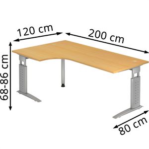 Produktbild für Schreibtisch Hammerbacher U-Serie, buche / silber