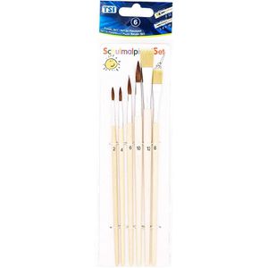 TSI Pinsel Pinselset 49106, mit 4 Haar- & 2 Borstenpinseln, 6 Stück