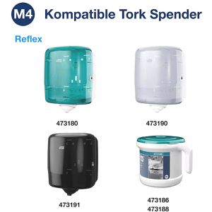 Produktbild für Putztuchrolle Tork Reflex, 473472, M4, aus Zellstoff, weiß