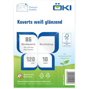 Produktbild für Briefumschläge ÖKI 20409, weiß glänzend, B6