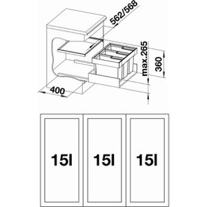 Produktbild für Einbaumülleimer BLANCO Flexon II 60/3, 521472