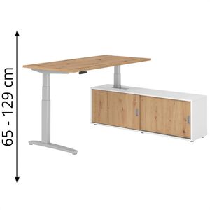 Schreibtisch Hammerbacher XBHM, 30463, asteiche, mit Sideboard