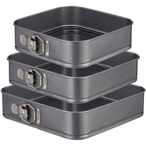 Backform Relaxdays quadratisch, mit Flachboden, Stahl, 3-tlg.