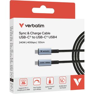 Produktbild für Ladekabel Verbatim USB4, schwarz, 1,2m