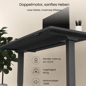 Produktbild für Schreibtisch FlexiSpot E5B, schwarz / schwarz