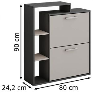 Produktbild für Schuhschrank Vicco Orlando, anthrazit / greige