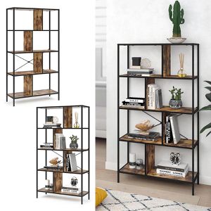 Produktbild für Bücherregal Vicco Fyrk, schwarz / dunkelbraun