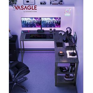 Produktbild für Schreibtisch Vasagle LWD072B56, schwarz / schwarz