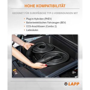 Produktbild für Elektroauto-Ladekabel Lapp Helix Mode 3, IP55, 7 m