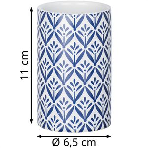 Produktbild für Zahnputzbecher Wenko Lorca, weiß-blau, aus Keramik