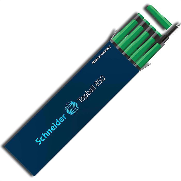 Schneider Tintenrollermine Topball 850 Euro-Format, Strichbreite 0,5mm,  Schreibfarbe grün, 10 Stück – Böttcher AG