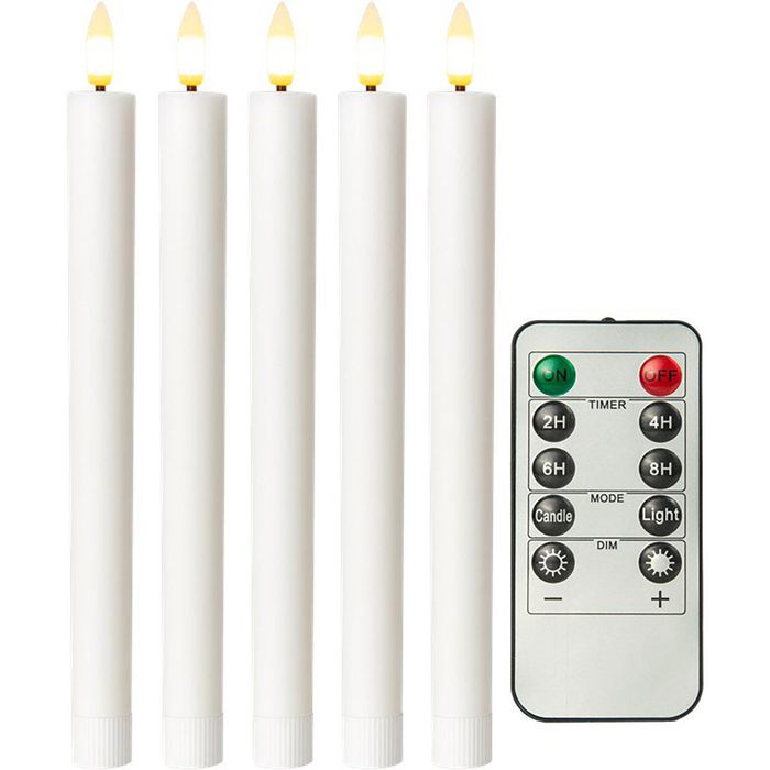 Goobay LED-Kerze 77750, Echtwachs-Stabkerzen weiß, 2 x 25 cm (HxØ), Timer, dimmbar, mit Pendeldocht, 5er Set – Böttcher AG