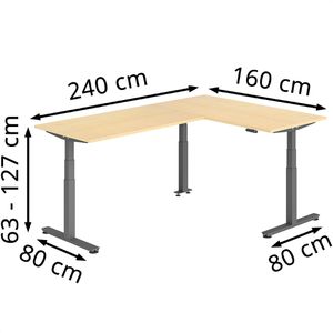 Produktbild für Schreibtisch Hammerbacher XDSMW, ahorn / graphit