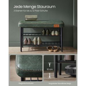 Produktbild für Schuhbank Vasagle EKHO, schwarz / grün, aus Metall
